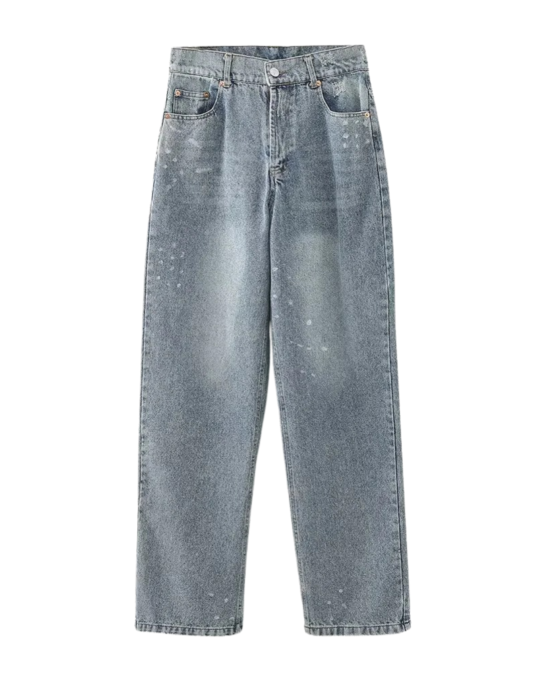 Vintage Bleached Wide-Leg Jeans - Gray