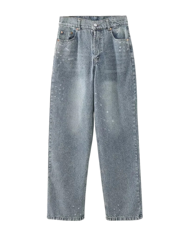Vintage Bleached Wide-Leg Jeans - Gray