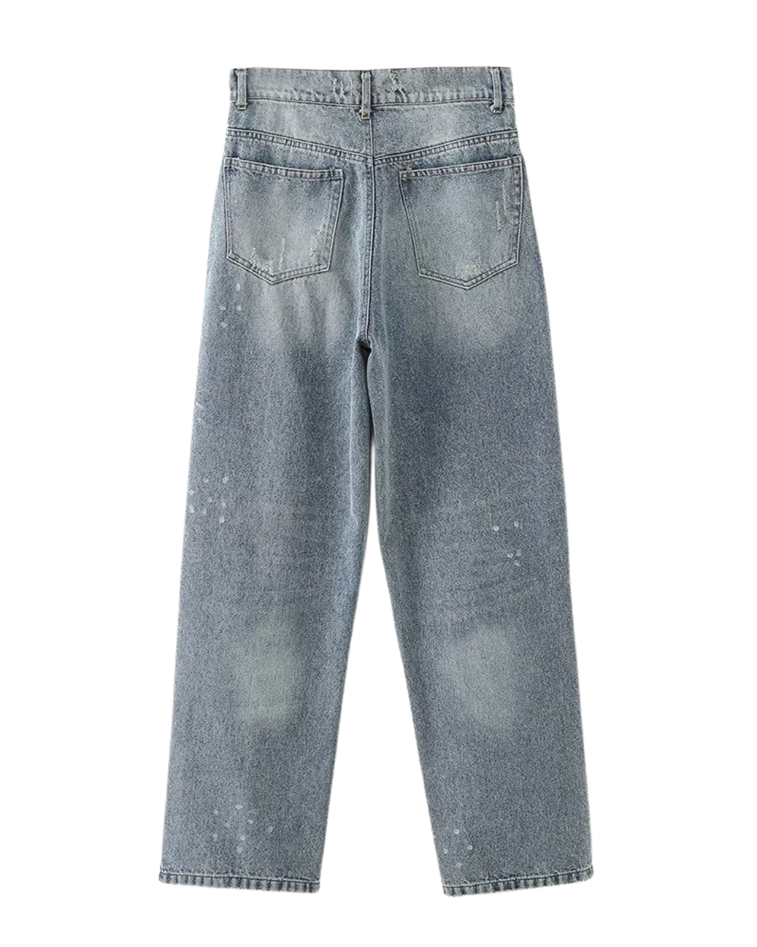 Vintage Bleached Wide-Leg Jeans - Gray