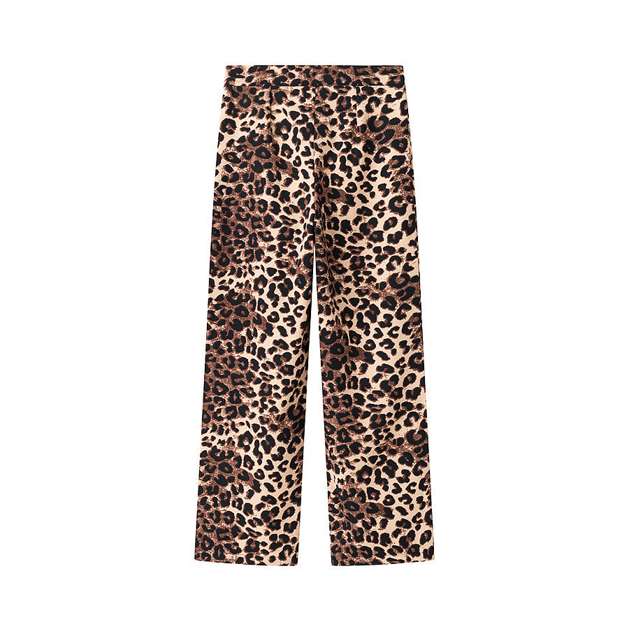 Edge Leopard-Wide Pants - Brown