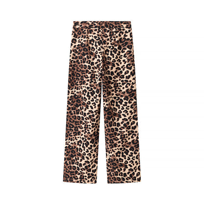 Edge Leopard-Wide Pants - Brown