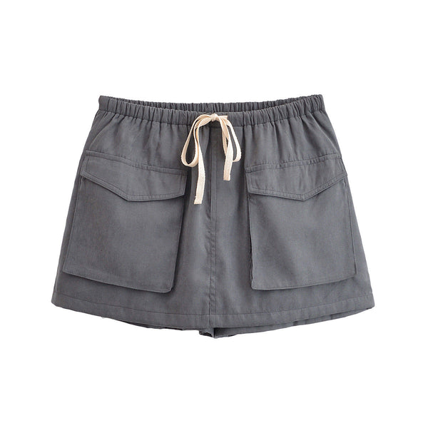 Urban Relaxed Drawstring Cargo Shorts - Grey