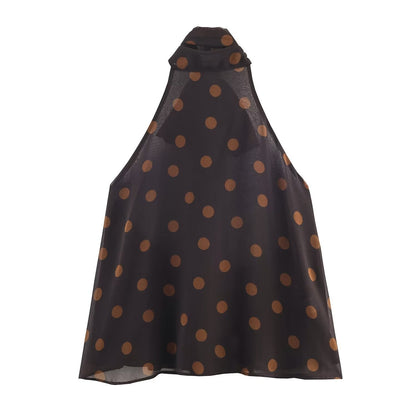 Vintage Polka Dot Halter Top - Black