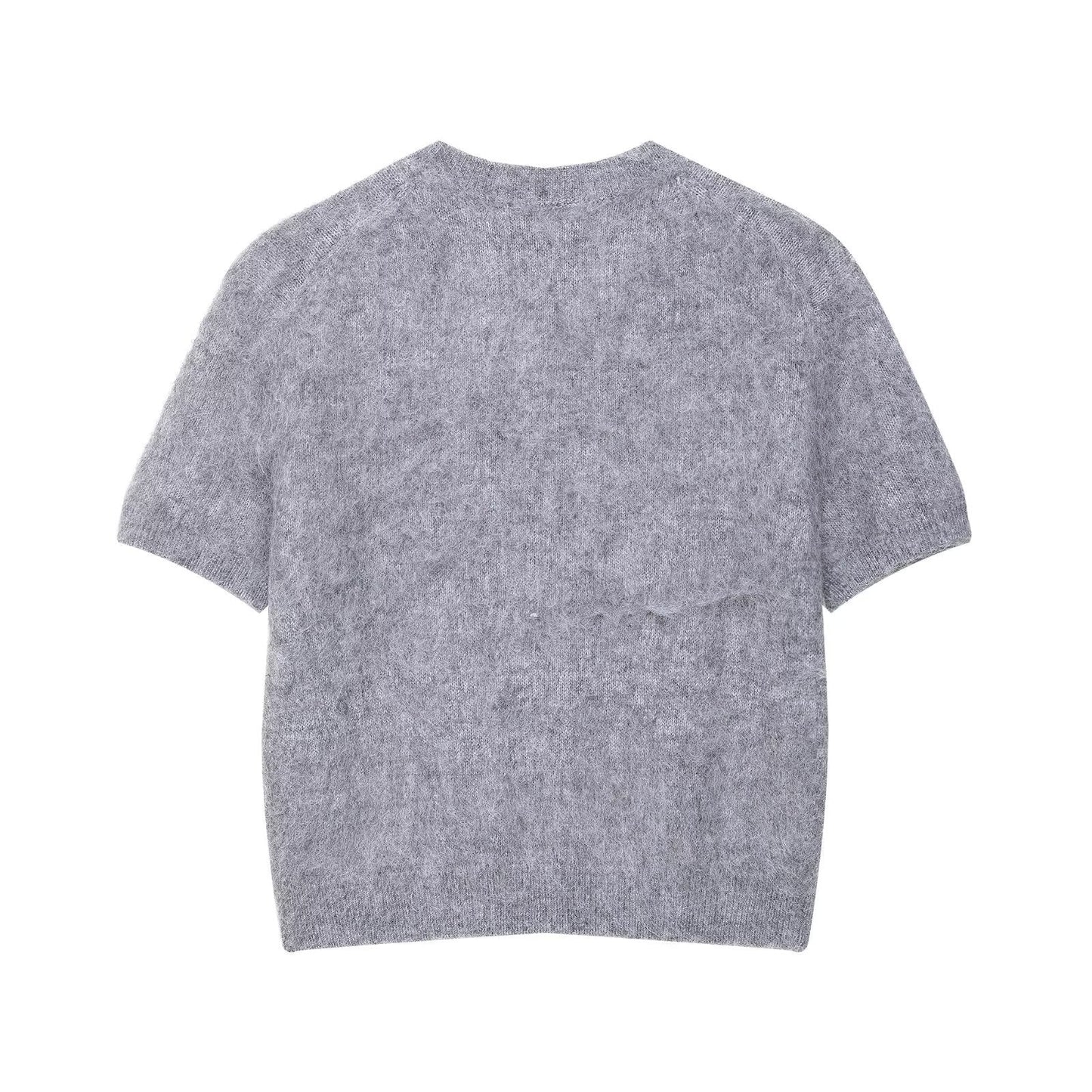 Essential Fuzzy-Knit Tee- Gray