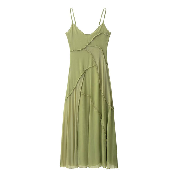 Vintage Cascade Ruffle Dress - Green