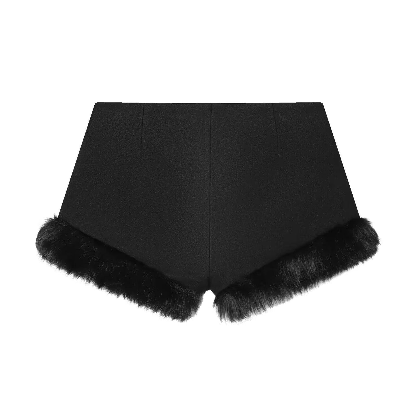 Edge Fur-Trim Shorts - Black