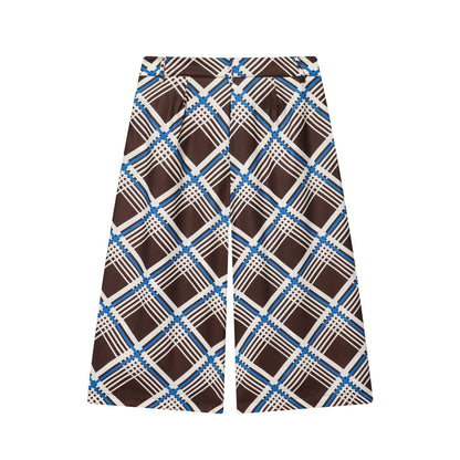 Luxe Graphic Plaid Culottes - Brown