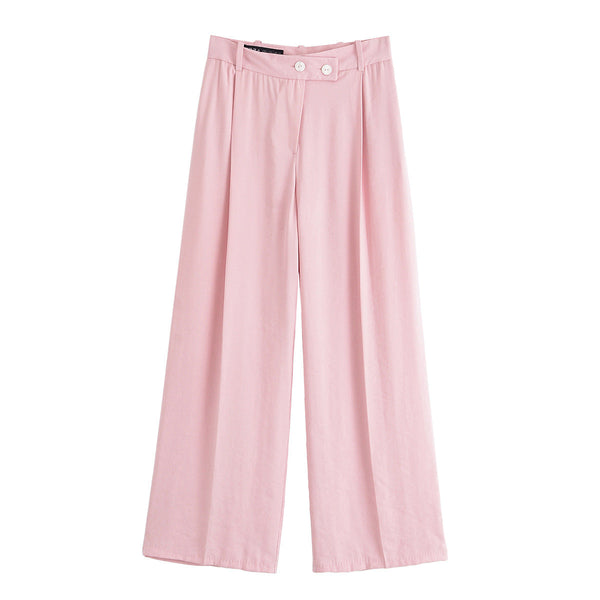 Essential Double-Button Waist Pants - Pink