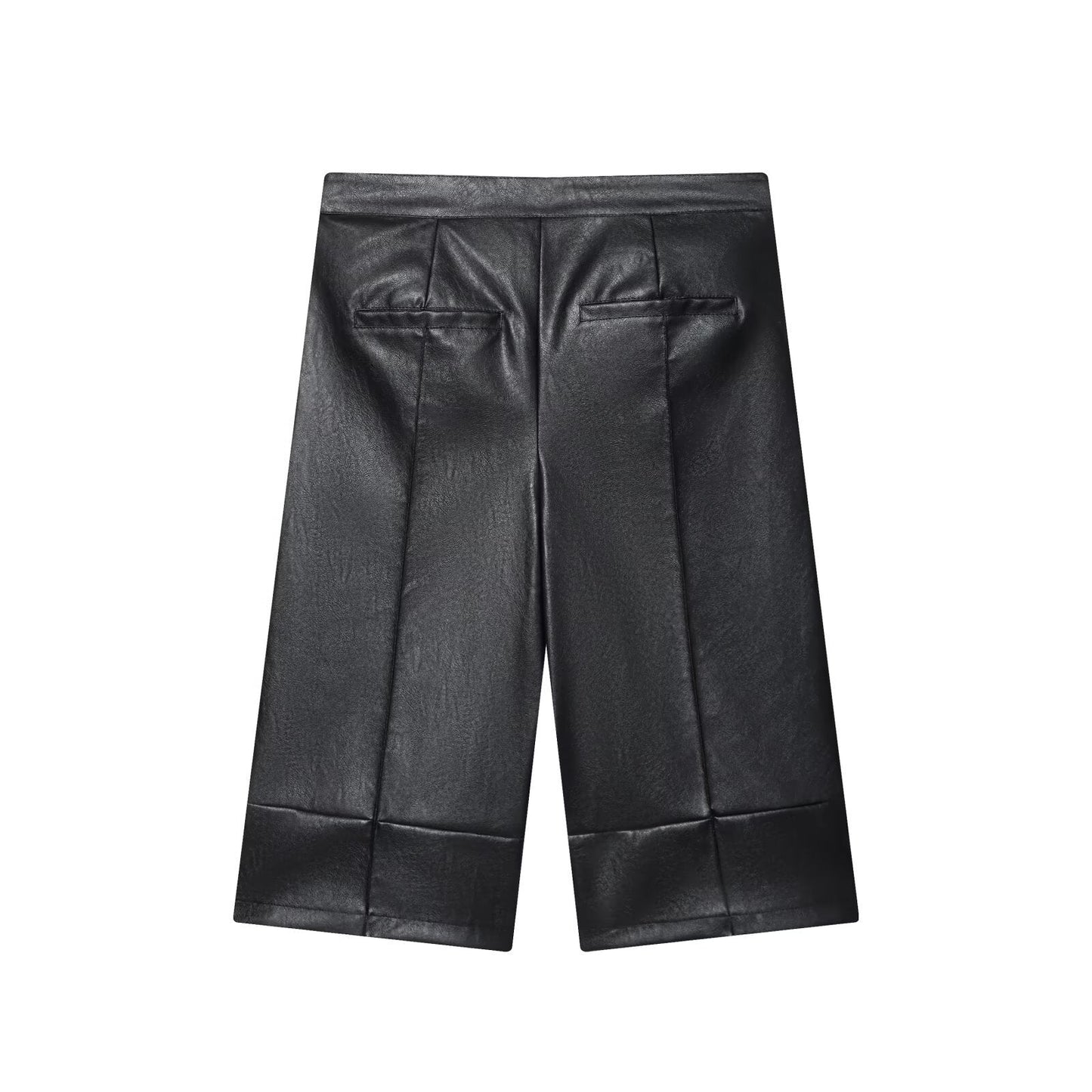Luxe Faux Leather Culottes - Black