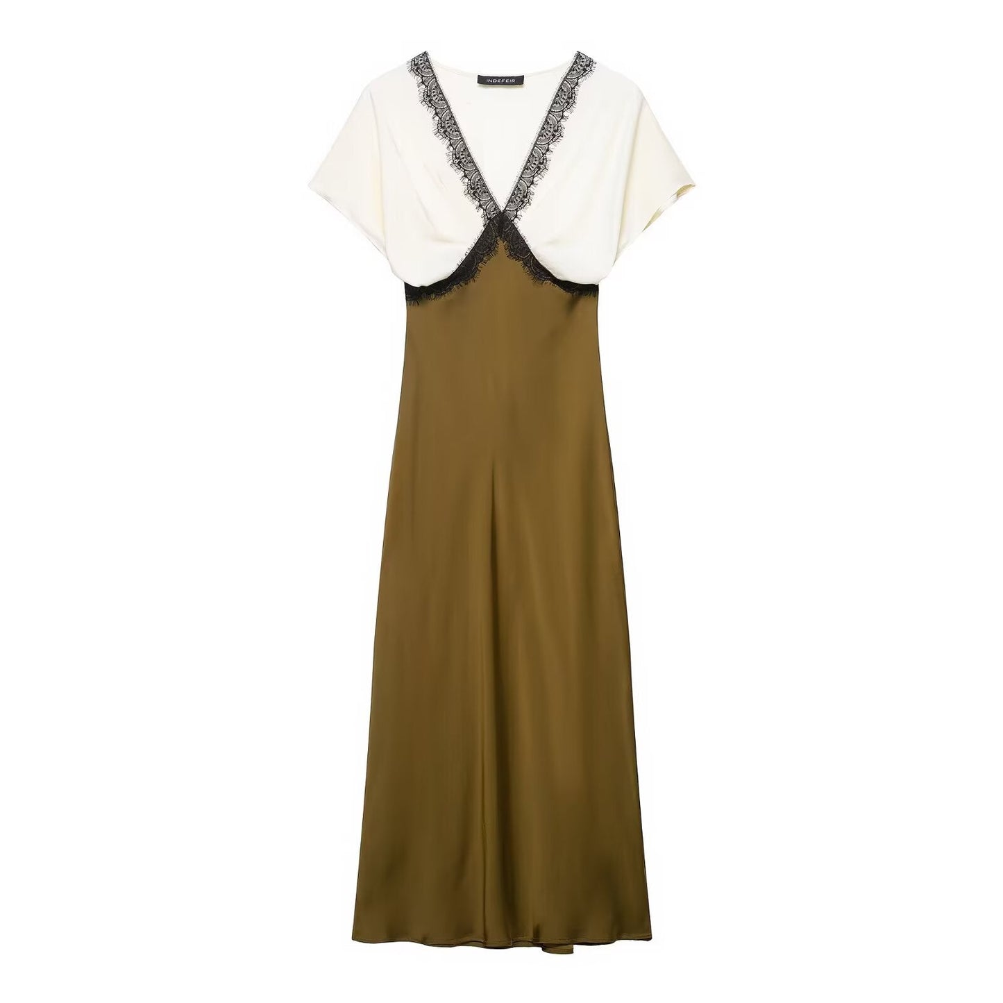 Vintage Lace Overlay Dress - Green