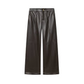 Edge Faux-Leather Panel Pants - Brown