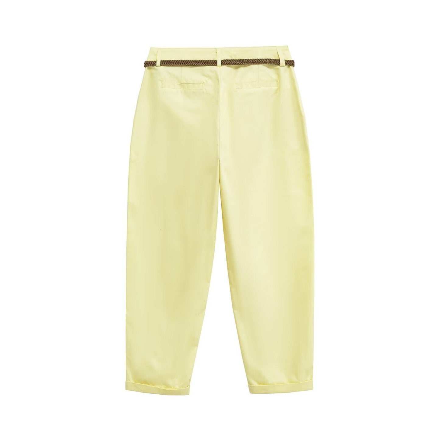 Essential Braided-Belt Pants - Yellow