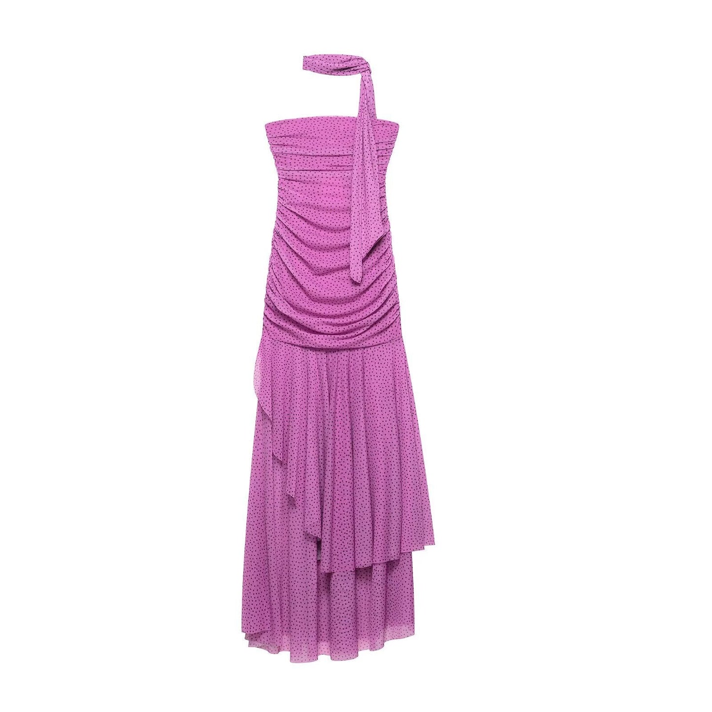 Essential One Shoulder Ruched Maxi Dress - Purple