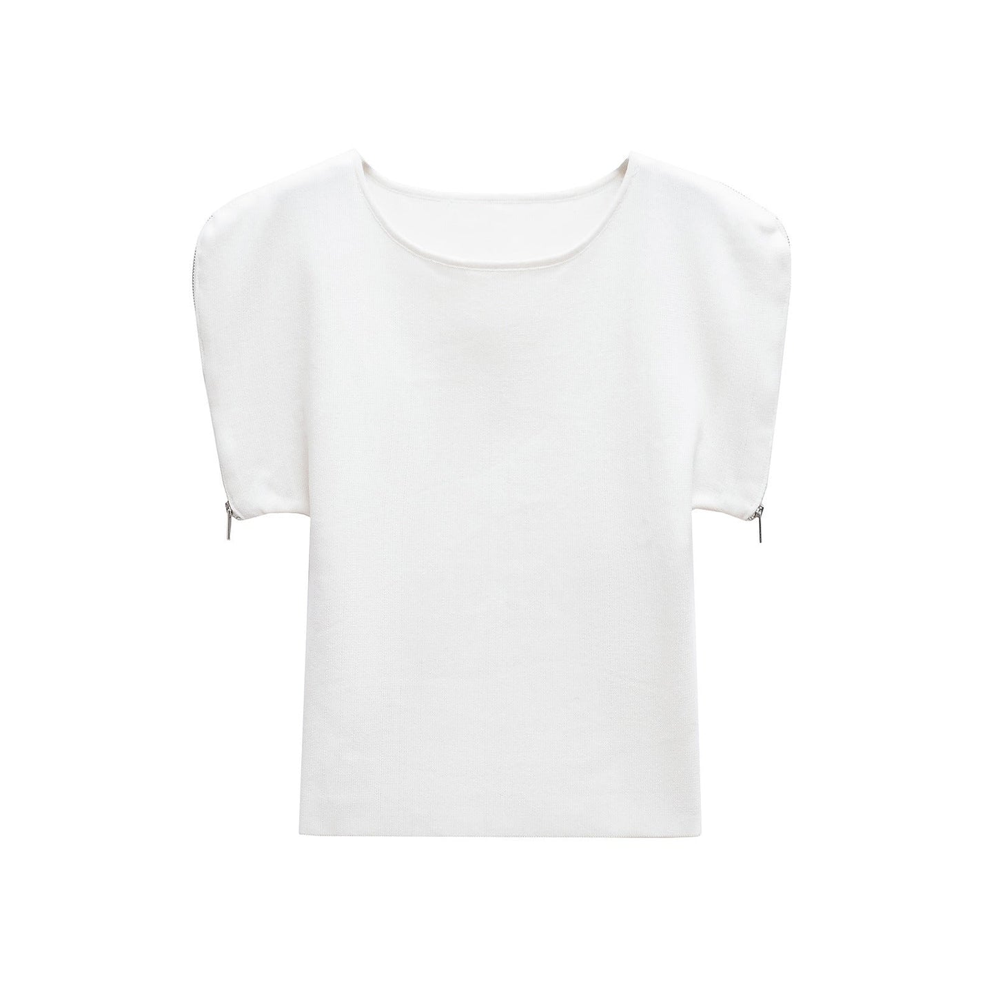 Essential Zip Sleeve Top - White