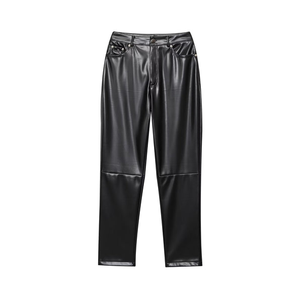 Edge Five-Pocket Faux-Leather Pants - Black