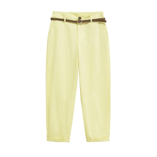 Essential Braided-Belt Pants - Yellow