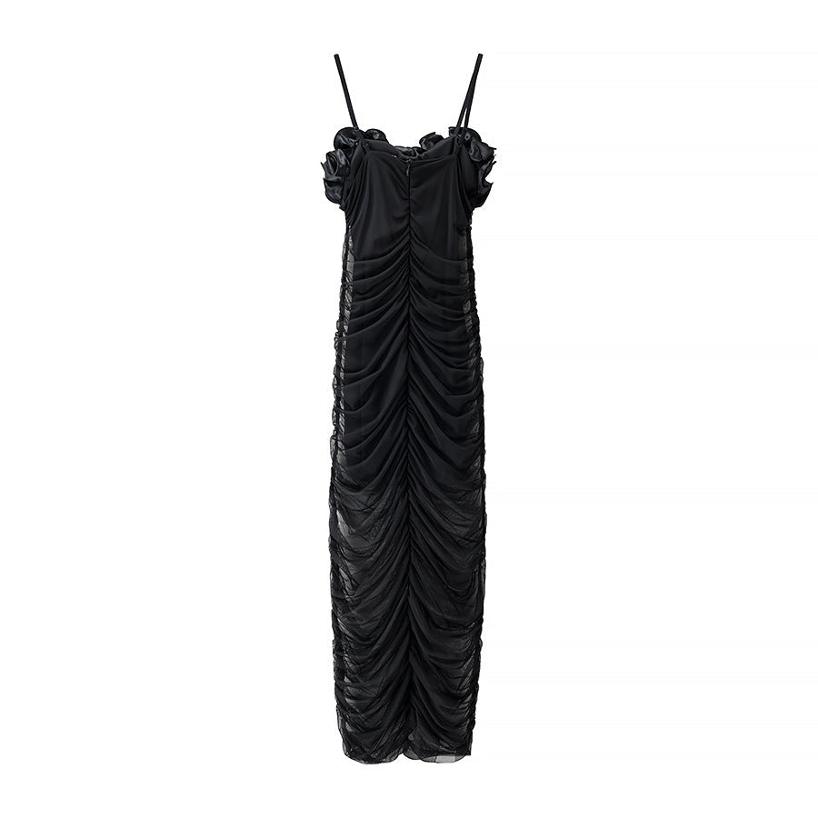 Essential Vertical Ruching Dress - Black