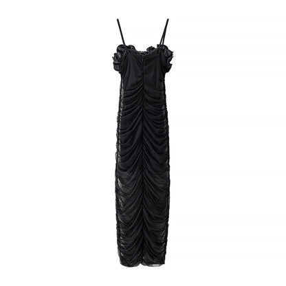 Essential Vertical Ruching Dress - Black