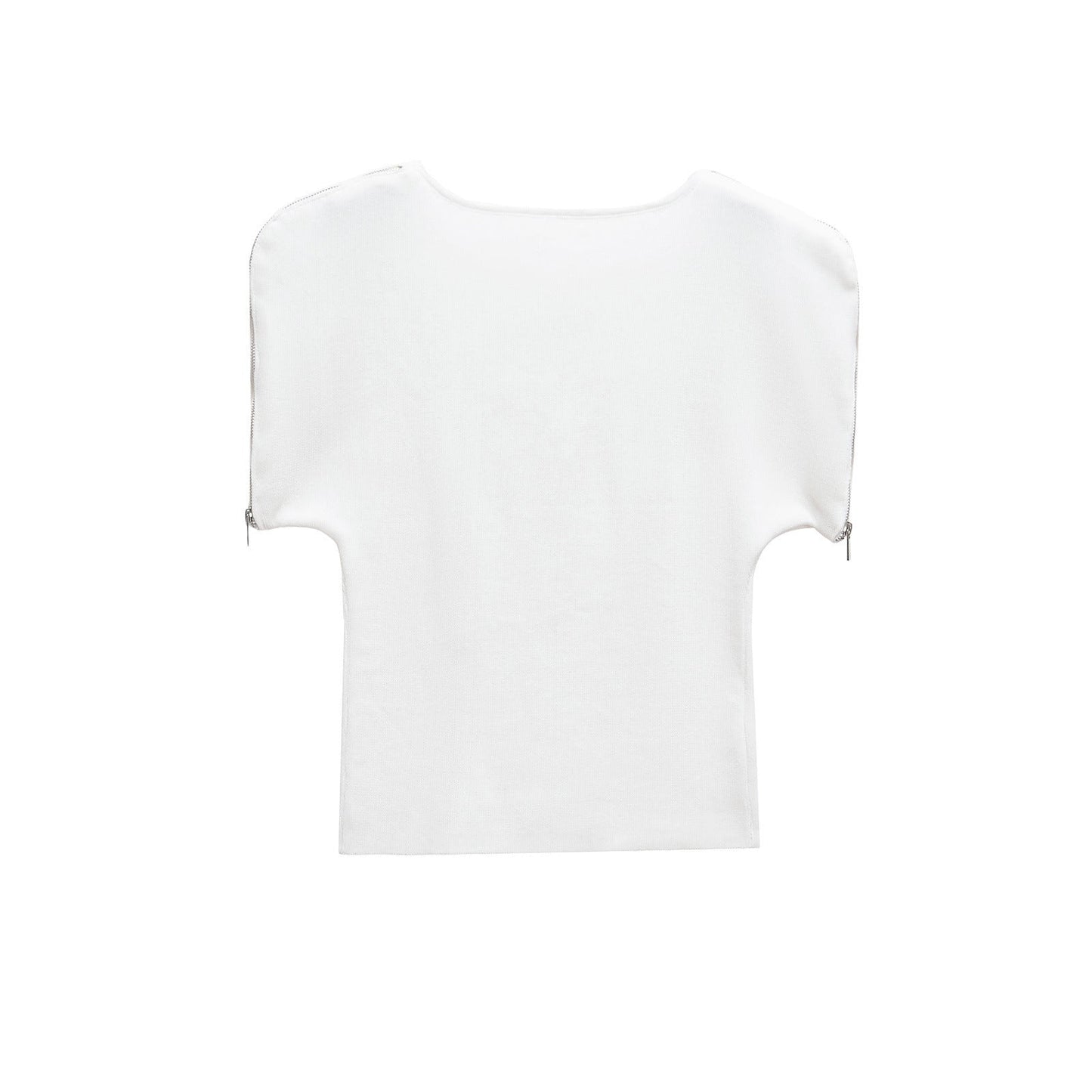 Essential Zip Sleeve Top - White