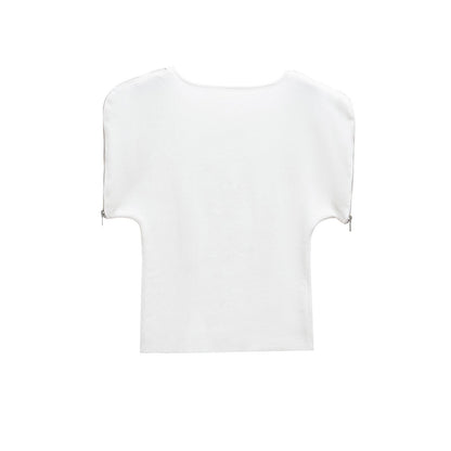 Essential Zip Sleeve Top - White
