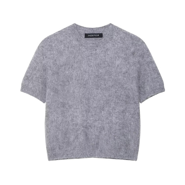 Essential Fuzzy-Knit Tee- Gray