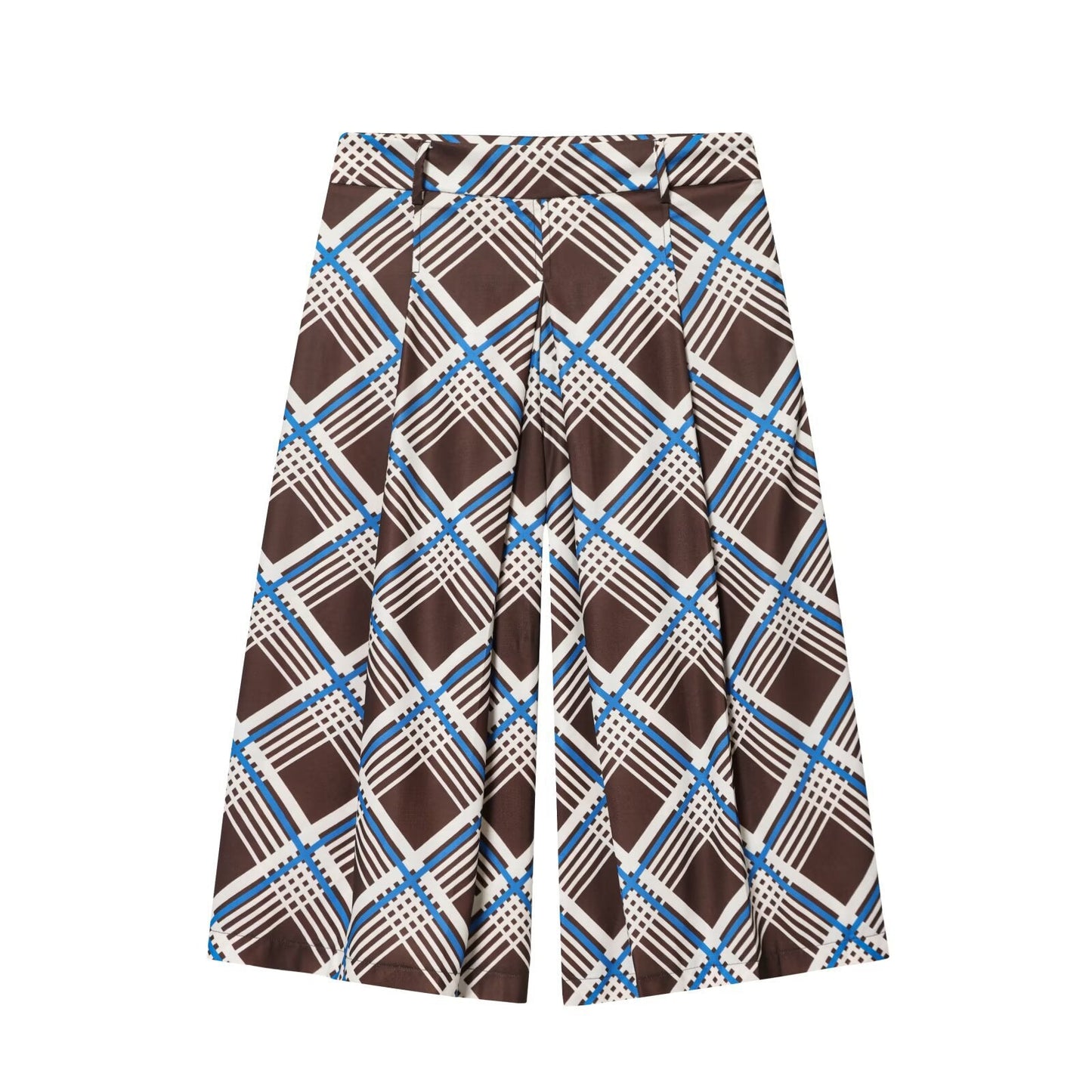 Luxe Graphic Plaid Culottes - Brown