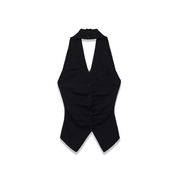 Studio Halter Vest Top - Navy