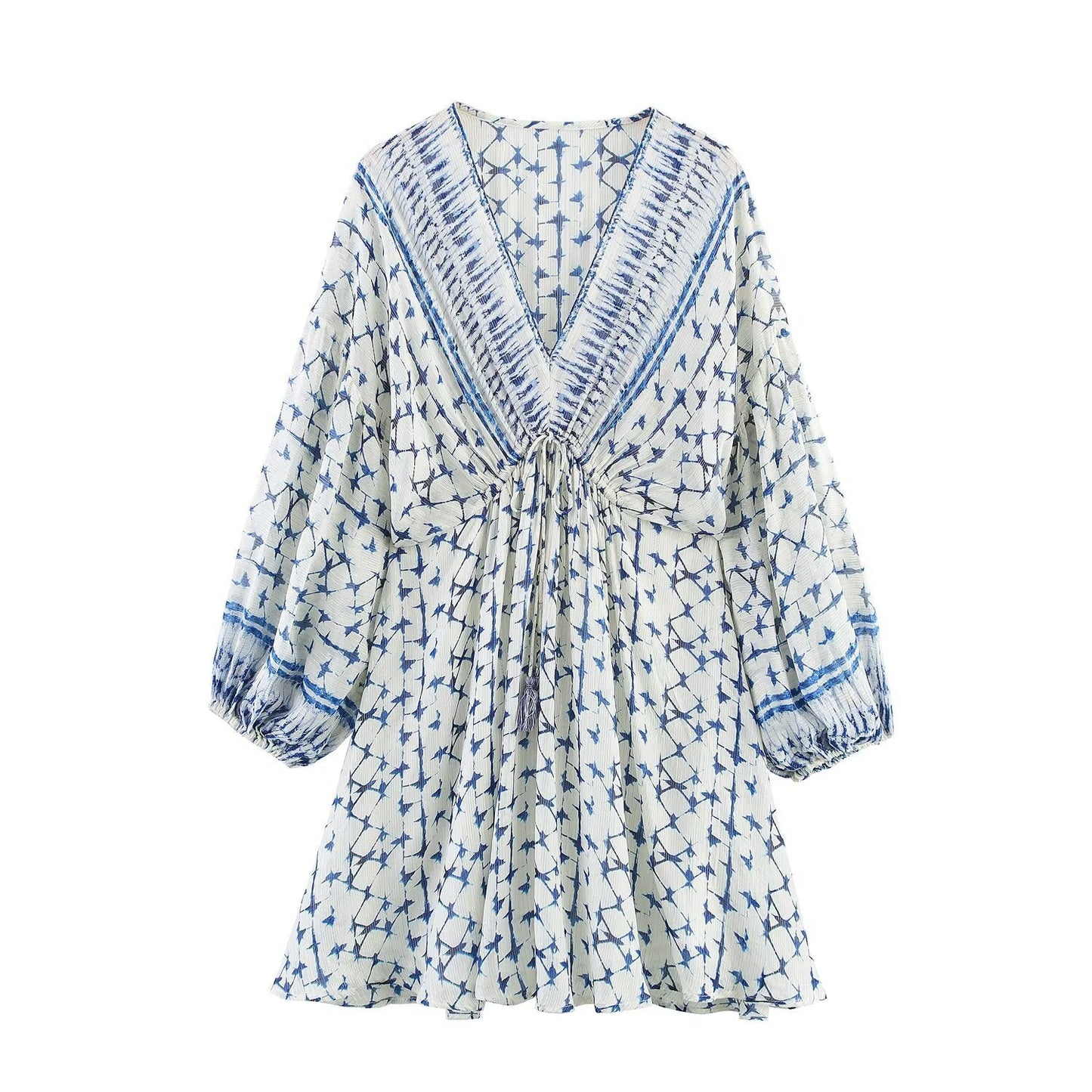 Luxe Smocked V-Neck Dress - White