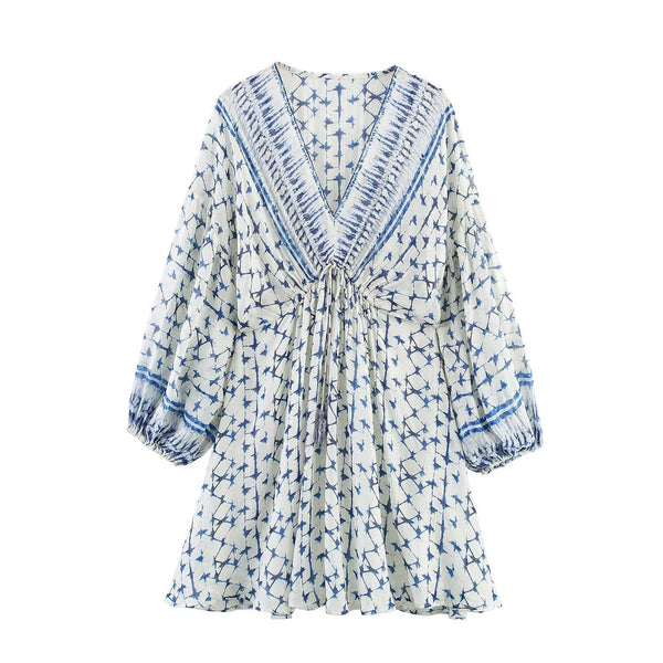Luxe Smocked V-Neck Dress - White