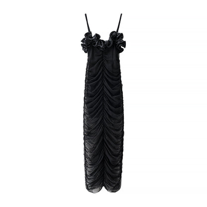 Essential Vertical Ruching Dress - Black