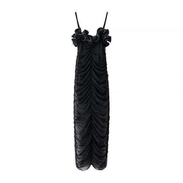 Essential Vertical Ruching Dress - Black
