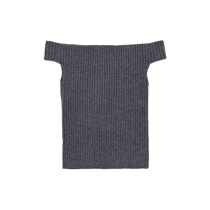 Urban Relaxed Ribbed Off-Shoulder Top - Gray