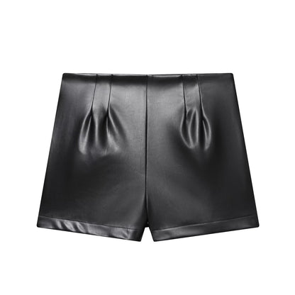 Edge Faux-Leather Shorts - Black