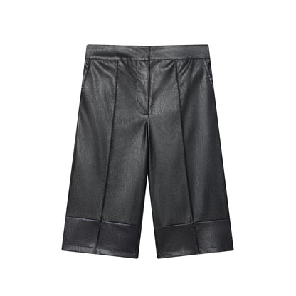 Luxe Faux Leather Culottes - Black