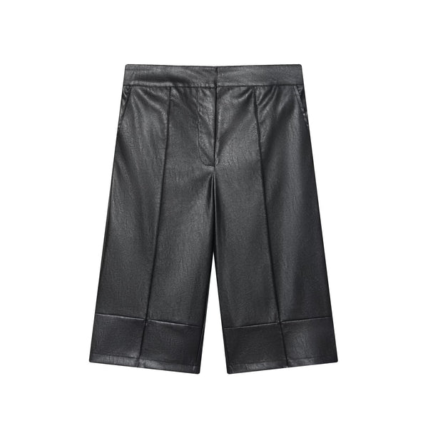 Luxe Faux Leather Culottes - Black
