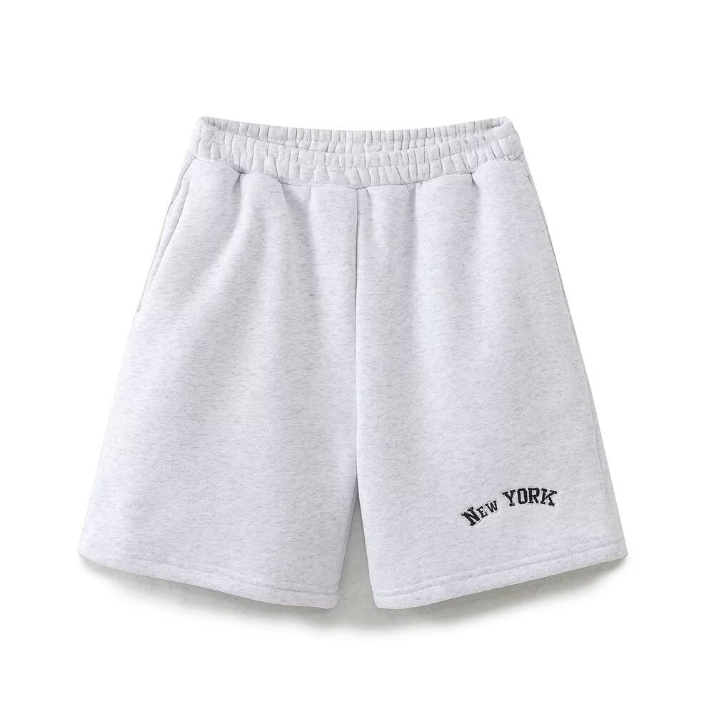 Urban Relaxed New York Print Shorts - Grey