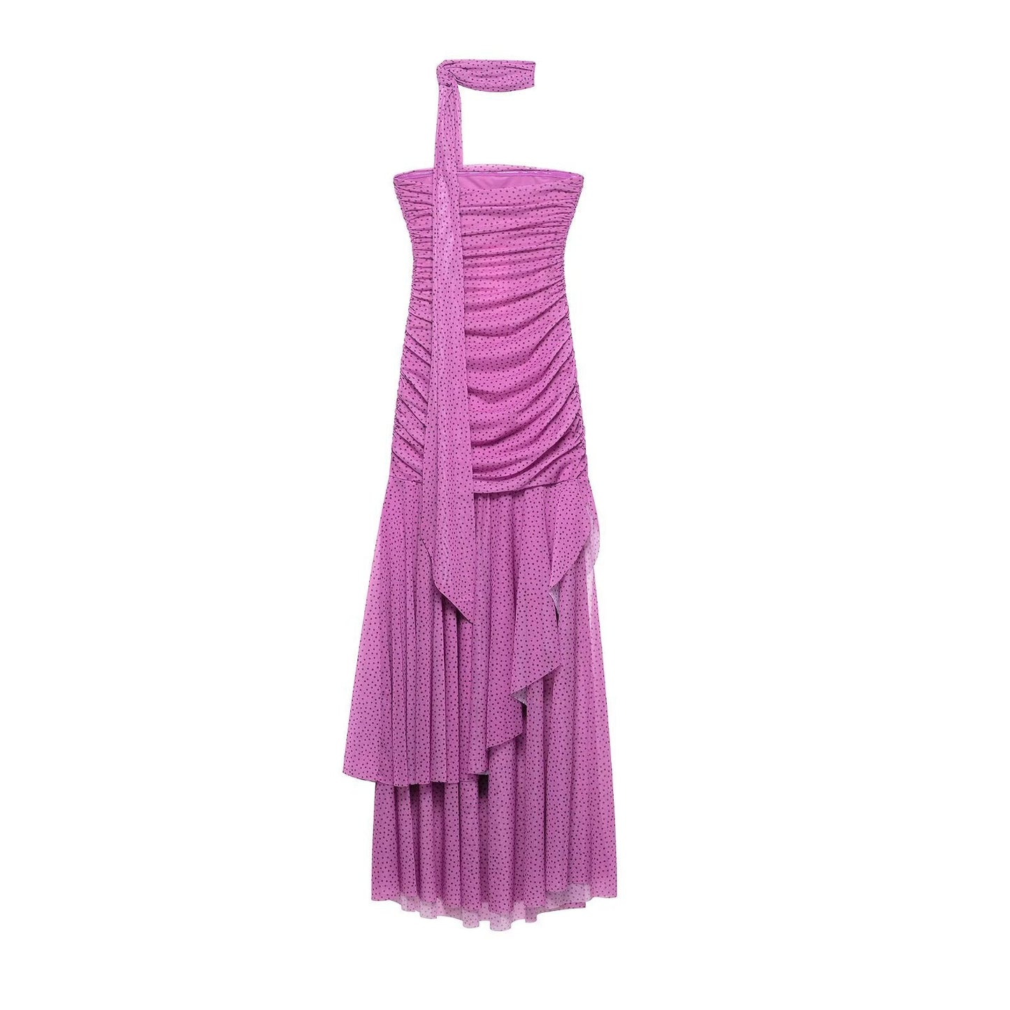 Essential One Shoulder Ruched Maxi Dress - Purple