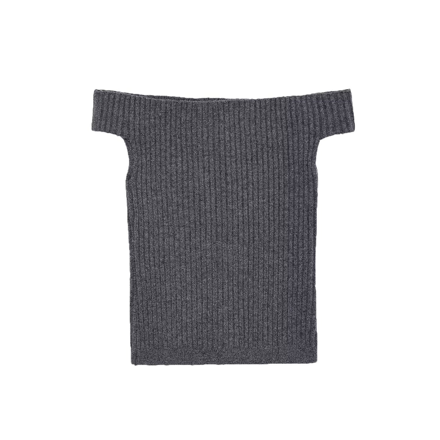 Urban Relaxed Ribbed Off-Shoulder Top - Gray