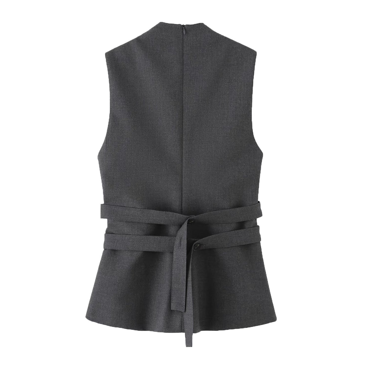 Essential Tailored Double-Breasted Vest - Gray