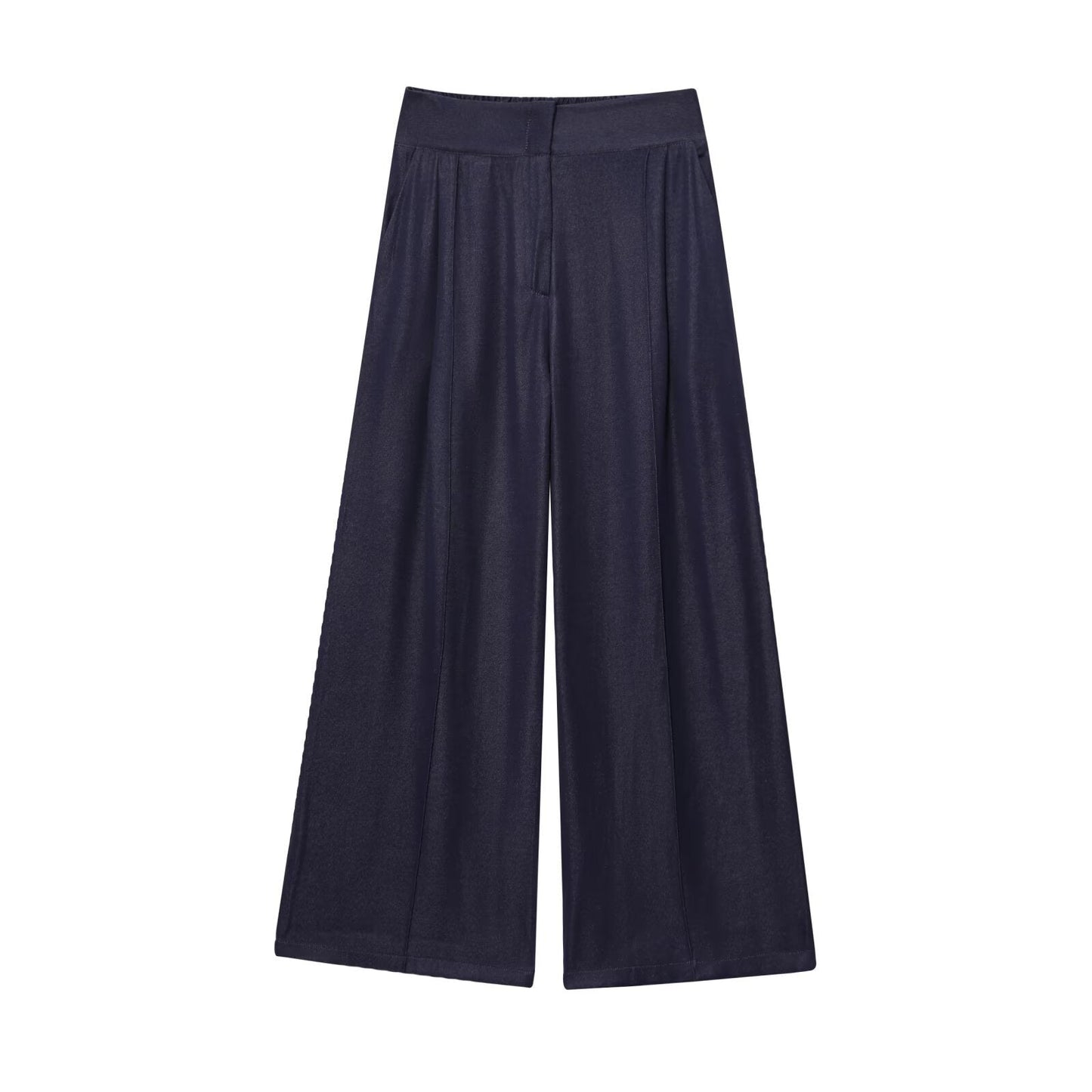 Essential Flow-Waist Wide-Leg Pants - Navy