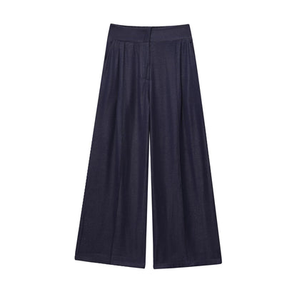 Essential Flow-Waist Wide-Leg Pants - Navy