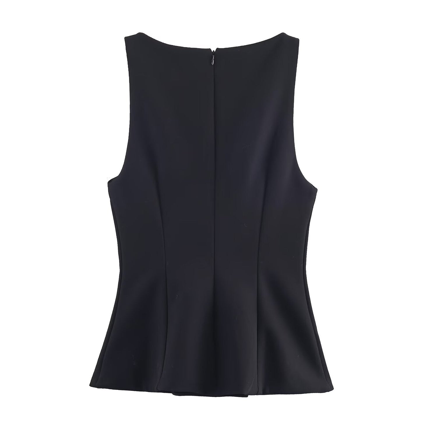Edge Rhinestone Button Top - Black