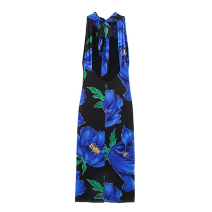 Luxe Floral Flow Dress - Blue